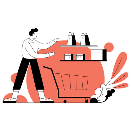 Man doing shopping from store  Illustration