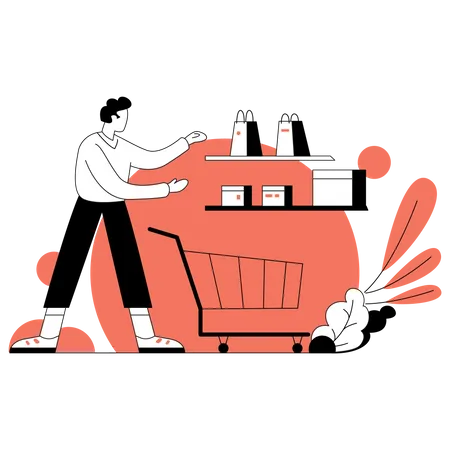 Man doing shopping from store  Illustration