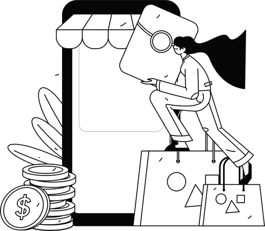 Man Doing Shopping  Illustration
