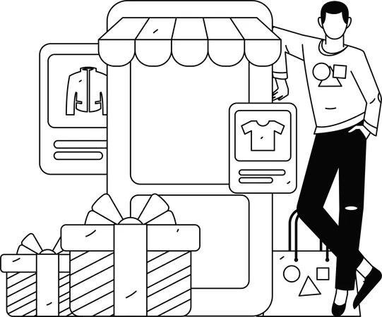 Man Doing Shopping  Illustration