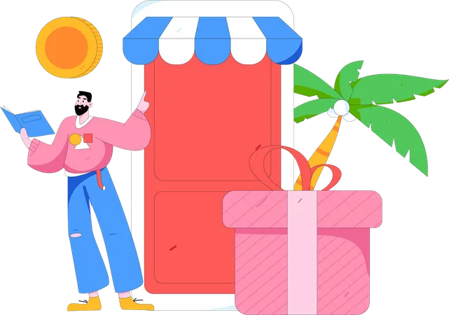 Man Doing Shopping  Illustration