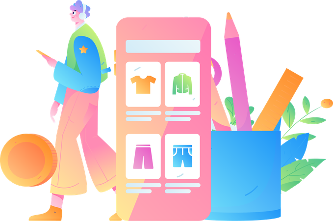 Man Doing Shopping  Illustration