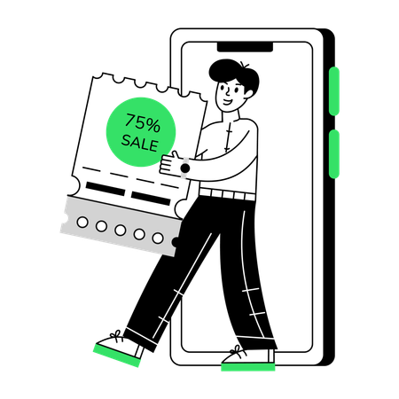 Man doing shopping in Online Sale  Illustration