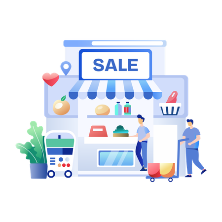 Man doing shopping in shopping Sale at store  Illustration