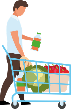 Man Doing Shopping in Store  Illustration