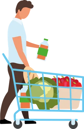 Man Doing Shopping in Store  Illustration