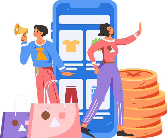 Man doing shopping marketing  Illustration