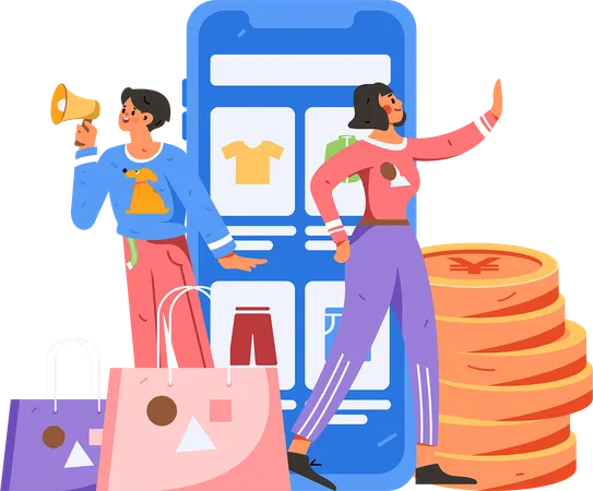 Man doing shopping marketing  Illustration