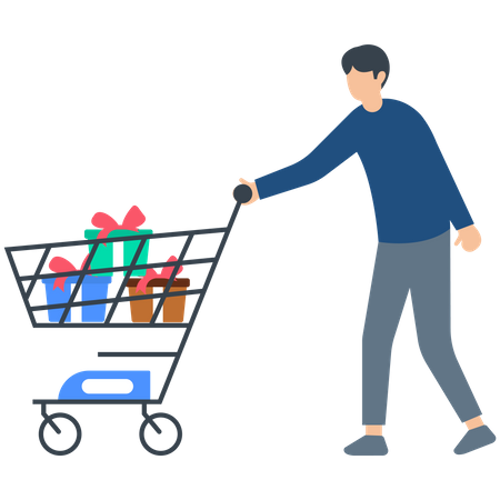 Man Doing Shopping On Black Friday Offer  Illustration