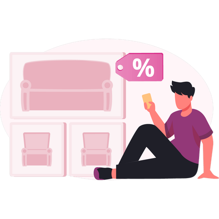 Man doing shopping on discount  Illustration