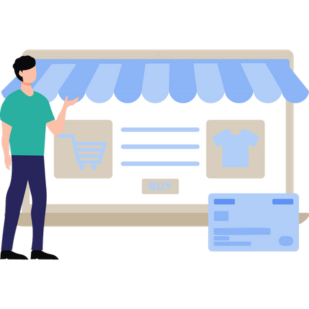 Man doing shopping online  Illustration