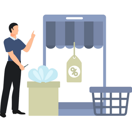 Man Doing Shopping Online  Illustration