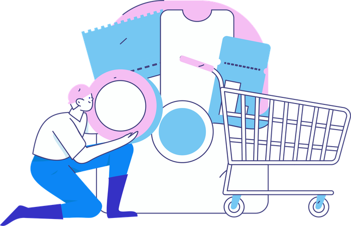 Man doing shopping payment  Illustration