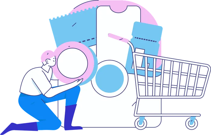 Man doing shopping payment  Illustration