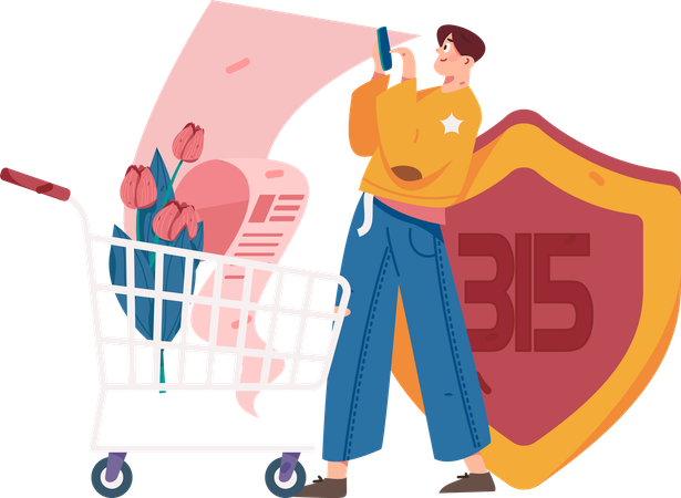 Man doing shopping payment using 315 security  Illustration