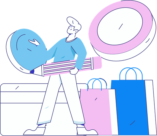 Man doing shopping payment using card  Illustration