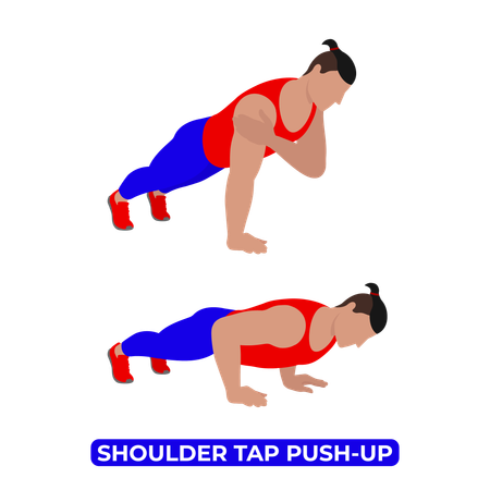 Man Doing Shoulder Tap Push Up Exercise  Illustration