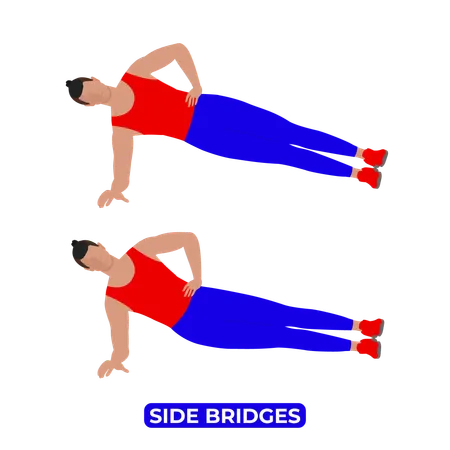 Man Doing Side Bridges Exercise  Illustration