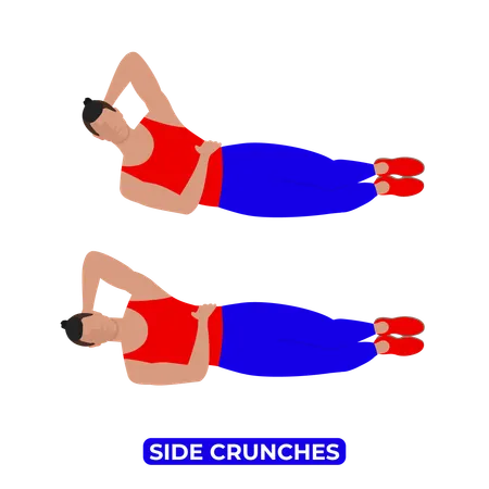 Man Doing Side Crunches Exercise  Illustration