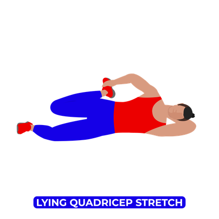 Man Doing Side Lying Quadricep Stretch  Illustration