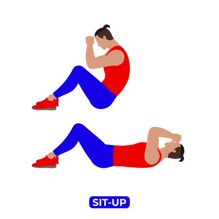 Man Doing Sit Up Exercise  Illustration