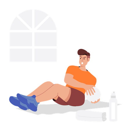 Man Doing Situps Pose  Illustration