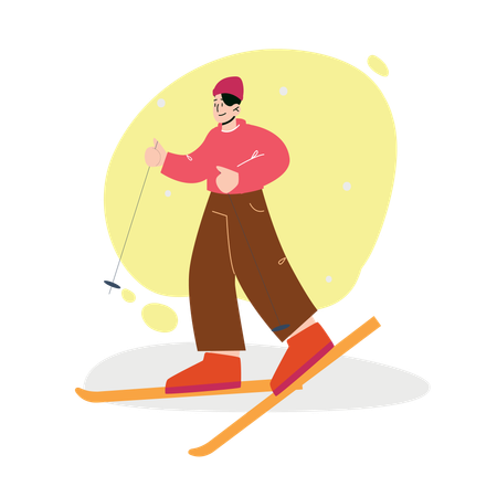 Man doing Skiing  Illustration