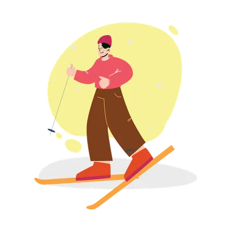 Man doing Skiing  Illustration