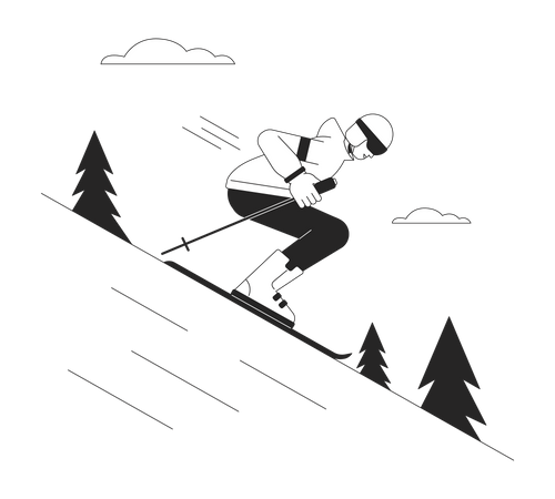 Man doing Skiing downhill  Illustration