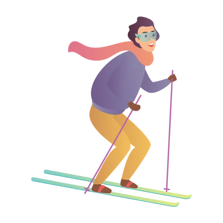 Man doing skiing  Illustration