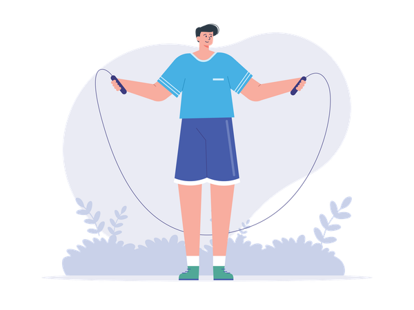 Man doing skipping as morning exercise  Illustration