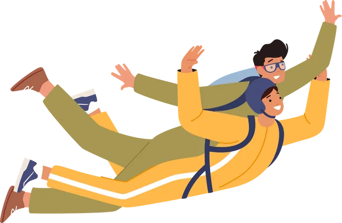 Man doing skydiving together Illustration
