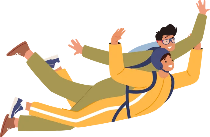 Man doing skydiving together  Illustration