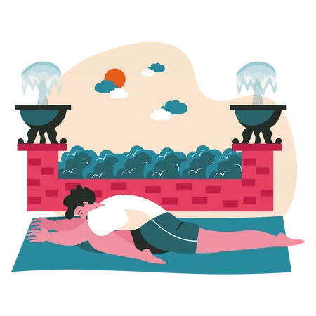 Man doing sleeping swan yoga Illustration