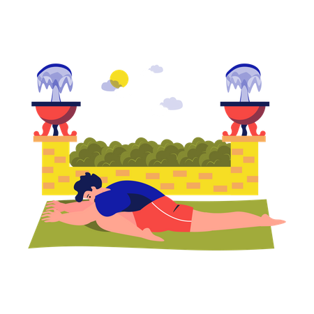 Man doing sleeping swan yoga  イラスト