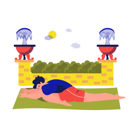 Man doing sleeping swan yoga  イラスト