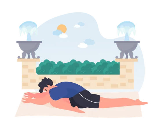 Man doing sleeping swan yoga  Illustration