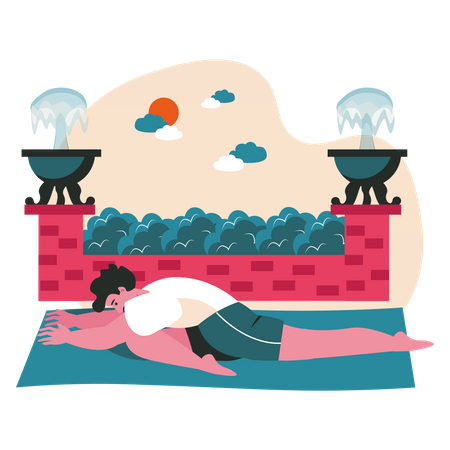 Man doing sleeping swan yoga  Illustration