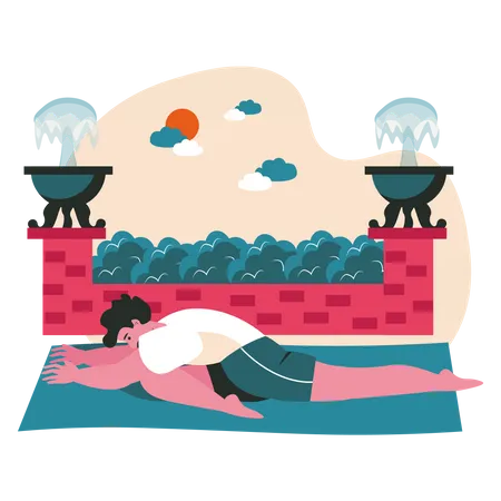 Man doing sleeping swan yoga  Illustration