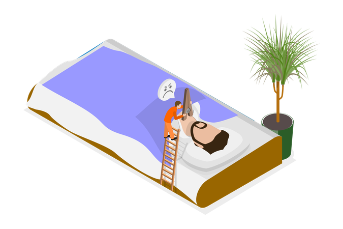 Man doing snoring in night  Illustration