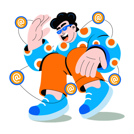Man doing social connection  Illustration