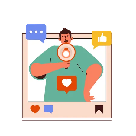 Man doing Social Media Advertising  Illustration