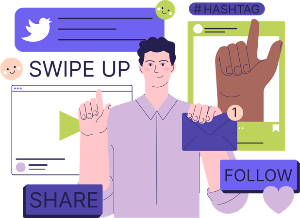 Man doing social media advertising  Illustration