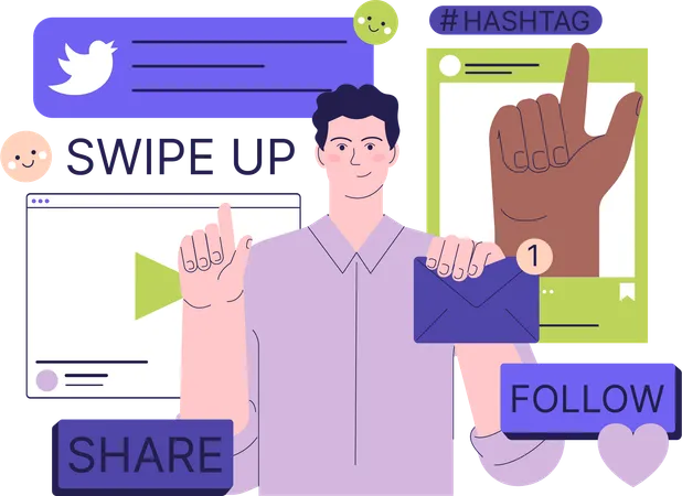 Man doing social media advertising  Illustration