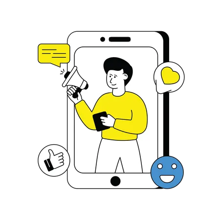 Man doing Social Media Advertising  Illustration