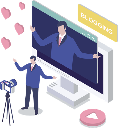 Man doing social media blogging  Illustration