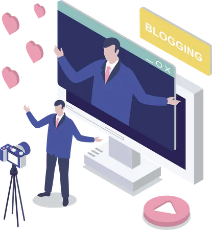 Man doing social media blogging  Illustration