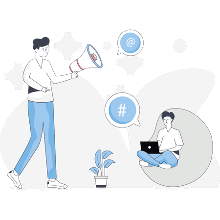 Man doing social media marketing  Illustration