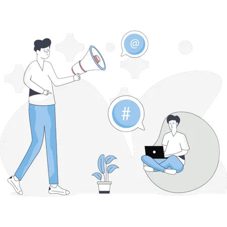 Man doing social media marketing  Illustration