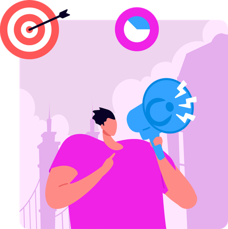 Man Doing Social Media Marketing  Illustration